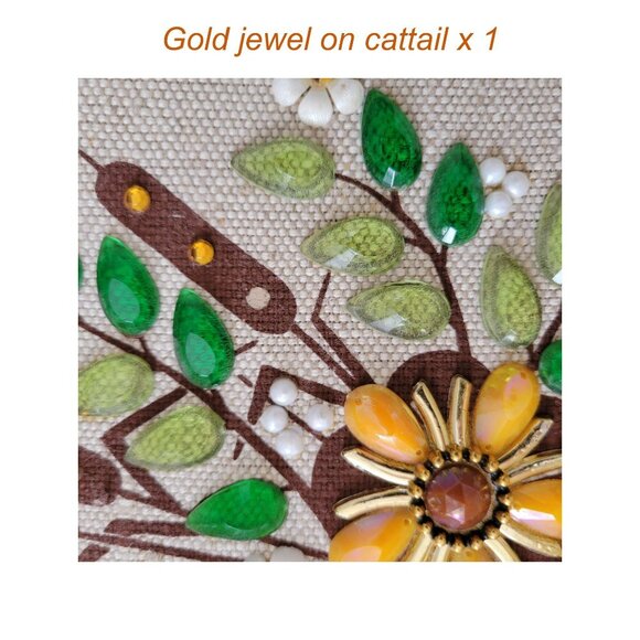 Enid Collins Cattails Bejeweled Handbag Orange Yellow White Flowers Rhinestones - Picture 10 of 16